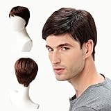 EUPSIIU Herren Perücke Herren braun Kurz Haare Layered Wave Perücken mit Pony Mottoparty Fasching 70er Jahre Cosplay Perücke Kostümparty Halloween Party Men Wigs Daily Wear (Braun)