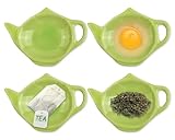 SCSpecial 4 Stück Teekannen förmige Teebeutelhalter Teabag Untersetzer Gewürzschälchen für Sauce und Dessert (Green)