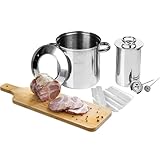 BROWIN Rostfreier Schinkenkocher Edelstahl 313016 | Schinkernpresse 1,5kg Set mit Thermometer und Topf | Schinkenform Kochschinkenform für gesundes hausgemachtes Fleisch Presse