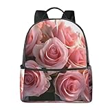 KCGSDEGV Leichter Rucksack mit Waschbär-Motiv, Wandern, Tagesrucksack, Reiserucksack für Damen und Herren, Rosa Rosen, One size