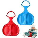2 Stück Schlitten Bob mit Handgriff, Porutscher mit Griff für Kinder Outdoor Wintersport, Schneeteller Schneerutscher, Schneerutscher poporutscher für Kinder zum Porutschen & Schlittenfahren