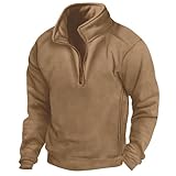 Henley Shirt Herren Langarm, Sweatshirt Herren Ohne Kapuze Mit Halfzip Pullover Jogging Klassischer Sweatpullover Stehkragen Freizeitjacke Minimalistische Einfarbig Casual Übergangsmantel