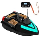 Ferngesteuert Futterboot 500m, Automatisches Köderboot Angelköderboot, Nachtangeln Köderboot mit LED-Navigator-Licht & Fernsteuerung, 3 Köderboxen, Drahtlose Fischköder Boot