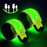 flintronic LED Armband Aufladbar, Reflective LED Leuchtarmband mit USB, Led Armbänder Leuchtband, Sicherheits Licht, LED Slap Safety Armband, Unisex für Nachtlauf, Radfahren, Joggen - Gelb