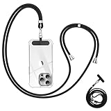 Handyband Universal für alle Smartphones, Handy Lanyard zum umhängen mit Pad,Handyband Kordel Kette für Outdoor, Reise, Unterweg Handy-Halterung,Einstellbar und Abnehmbar, Schwarz