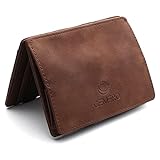 CEMERO Magic Wallet mit großem Münzfach und RFID / NFC Schutz – Portemonnaie mit innovativen Magic-Trick und RFID-Blocker Herren – Magische Geldbörse in Braun