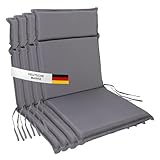 Albatros Gartenstuhl Sitzauflage 4er Set Gartenstuhlauflagen Sitzpolster Sitzkissen Outdoor Anthrazit 99x45cm, Hochlehner Auflage UV Beständig wasserabweisend geeignet für Klappstühle