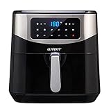 LLIVEKIT Heißluftfritteuse 7L XXXL für 7 Portionen, Heissluft Fritteusen Air Fryer mit Digitalem LED-Touchscreen, 10 Vor-Programmen, Timerfunktion & Vorheizen, mit Rezeptbuch, ohne Öl, 1800W