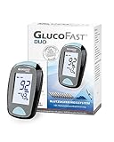 GLUCOFAST Duo Blutzuckermessgerät Starter-Set mit 10x Teststreifen & Lanzetten | Blutzuckermessung in mg/dl | Diabetes Zuckermessgerät mit hoher Genauigkeit