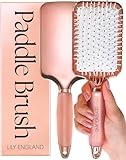 Haarbürste ohne Ziepen - Bürste zum Entwirren - Frauen Geschenk - Paddle Brush - Angenehme Borsten für die Haare & Kopfhaut - Bürste für alle Haartypen (Roségold & Weiß)