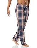 Amazon Essentials Herren Gewebte Pyjamahose, Gerade Geschnitten, Marineblau Großes Karo, L