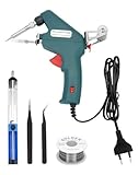 QWORK® Lötkolben-Set - 60W lötpistole mit Lötdraht, Entlötpumpe und 2 Pinzette, Schnelles Aufheizen, Automatische Zinnzufuhr