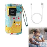 Flaschenwärmer Baby Flaschenwärmer Unterwegs,Tragbarer Bottle Warmer,USB Flaschen Wärmer,3 Einstellbare Temperatur,Unverzichtbar für Reisen,für Alle Flaschen(Gelbes Kätzchen)