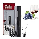 Elektrisches Weinflaschenöffner-Kit, Elektrischer Korkenzieher Set, Wein Geschenkset Schnurlos Weinöffner set mit Folienschneider, Weinausgießer und Vakuum Weinverschluss für Zuhause, Restaurant,Party