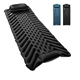 QEZER Ultraleichte Isomatte mit separatem Kissen, nur 550 G leichte und kompakte Isomatte(190cmx57cm) für Outdoor-Rucksackreisen, Wandern und Reisen (Schwarz/rechteckig)