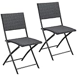 Casaria® Polyrattan Klappstuhl 2er Set 120kg Belastbarkeit Platzsparend Klappbar Leicht Tragbar Wetterfest Garten Terrasse Balkon Camping Stuhl Sessel