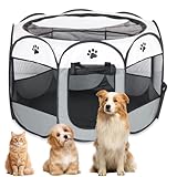 Welpenlaufstall Faltbar, Hunde Laufstall Tragbares Kleintiergehege Welpenauslauf Katzengehege Kleintiergehege Innen & Außen, Freilaufgehege für Hunde Katzen Hasen (A)