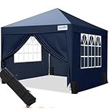 Quictent Wasserdichter Pop-Up-Pavillon mit Seitenwänden – 3 m x 3 m, Pop-Up-Event-Unterschlupf mit Rolltasche und Sandsäcken, verstellbares Vordach, Zelt für Partys, Geburtstage, Hochzeiten,