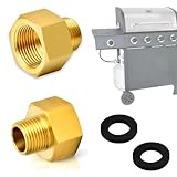 HONGECB Gasflaschenanschlussadapter, Gasadapter, Kupfer-Gasschlauchadapterübergang, 1/2' x 1/4', Passender Ring, Passend für Gaskocher, Hockerkocher, Campingkocher