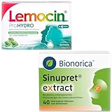 Sinupret extract 40 überzogene Tabletten & Lemocin ProHydro 20 Lutschtabletten Sparset bei Erkältungen & Nasennebenhöhlenentzündungen