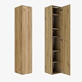 PLATAN ROOM Badezimmer Hängeschrank Wandschrank 105/ 160cm hoch Badhängeschrank mit Fronten in Hochglanz und Push-to-Open Funktion (Eiche Gold, 160 x 30 x 32)