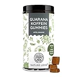 NATURE LOVE® Guarana Koffein Gummies – 90 Stück – ohne Zuckerzusatz – 45mg Koffein pro Tagesdosis – Gummibärchen als Alternative zu Kaffee, Energydrinks und Koffeintabletten – vegan und laborgeprüft