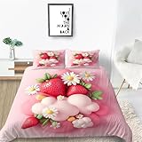 TMMDH Bettwäsche 220x240 Rosa Bettwäsche Set Bedruckte Bettbezug Set mit ReißVerschluss Weich Flauschige Hypoallergen Bettbezug + 2 Kissenbezug