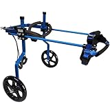 KAJILE Verstellbarer 2-Rad-Hunderollstuhl, M-3 Größe für behinderte Hund Hinterbeine Rehabilitation, geeignete Höhe 30-41cm, Breite 13-18.5cm, Länge 20-28cm