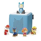 Toniebox Extrapack – Toniebox Starterset Blau mit Kreativtonie + 4 x Paw Patrol Hörfiguren, Audioplayer für Hörbücher und Lieder, kabellose Musikbox mit Paw Patrol Hörspiel