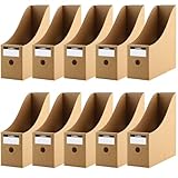 Zosenyer Stehsammler, 10 Stück Zeitschriftensammler Pappe aus Kraftpapier, Ordner Organizer für Datei, Schreibwaren, Bürobedarf, einfache Lagerung(Kraftpapier)