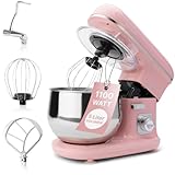 Clatronic KM 3711 Rock'n'Retro Knetmaschine inkl. transparentem Spritzschutzdeckel mit Nachfüllöffnung, 1100 Watt, 5 Liter, schwenkbarer Multifunktionsarm, Pink