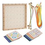 Schnürspielzeug für Kleinkinder – Interaktives Holzgewindebrett | Lernspielzeug mit 6 glänzenden Fäden und 40 Karten Muster entwickeln Feinmotorik, Kreativität, Enfo