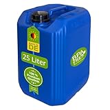 plasteo® 25 Liter Getränke- Wasserkanister mit 1 Schraubdeckel (DIN 61) | Lebensmittelecht | Stapelbar | Indoor und Outdoor | BPA Frei | Hergestellt in Deutschland | Blau