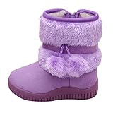 NSICBMNO Kinder-Schneestiefel für Mädchen, Stiefeletten, Fleece-gefüttert, warme Winterstiefel, rutschfeste Wanderschuhe, Outdoor-Stiefel, flauschige Schuhe, Kampf-Cowgirl-Stiefel, lange Plattform