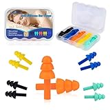 Ohrstöpsel für Gehörschutz, 5 Paar Gehörschutzstöpsel, aus Wiederverwendbar Silikon Wasserdicht Weich zum Schlafen & für Flugzeuge Gehörschutz Ohrstöpsel mit Tragbar Box, Bunt