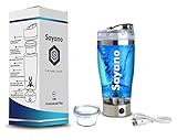 Sayano Professional Plus - Elektrischer Eiweiß Shaker/Proteinshaker aufladbar mit Akku und USB Kabel mit Proteinfach (450 ml Silber)
