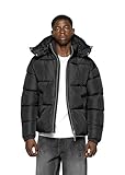 Burocs Hooded Puffer Jacket - Black - Jacke Herren - 2-Wege-Reißverschluss - abnehmbare Kapuze - Logo am Rücken - Kordelzug, Größe:XL, Farbe:Black