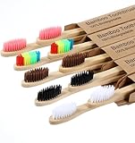 10 Stück Bambus Zahnbürste, Holzzahnbürste mit Weichen Borsten, Umweltfreundlich & Biologisch Abbaubar, BPA Frei & Recycelbar für Erwachsene und Kinder
