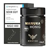 maorika - Manuka Honig 400 MGO + 250g im Glas (lichtundurchlässig, kein Plastik) - laborgeprüft, zertifiziert aus Neuseeland