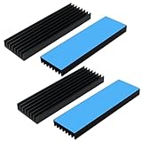 4 Stück Aluminium Kühlkörper,M2 SSD Kühlkörper, Kühler-Set Heatsink,M.2 Kühler Cooler mit Thermoklebeband und Wärmeleitpad，70mmx22mmx6mm,Schwarz Halbleitergeräte Kühler für PC PS5