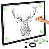 Phylosal Magnetisches A3-Lichtpad, superhelle Lichtbox mit Seitentaste, Diamant-Kunst-Lichttafel, Lightbox zum Nachzeichnen und Zeichnen, USB-Strom-Kunsthandwerk-Lichttisch zum Skizzieren, Jäten von