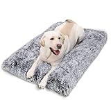 Jaspuriea Extra große Hundebett waschbar Hundekiste Matratze beruhigende Flauschige Anti-Angst Hundebetten Deluxe Plüsch Hundematte mit Anti-Rutsch-Boden, 105x70x7cm