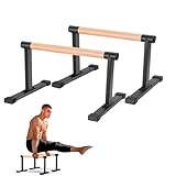Parallettes, Calisthenics Griffe für Handstand, Push-Ups, Liegestützgriffe Holz für Fitness zuhause & Outdoor, Home Calestetic Equipment (Black, groß)