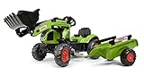 Falk Claas Kinder-Baggerlader mit Anhänger & Hupe I Pedaltraktor Arion 410 Replik I ab 2 Jahren I Outdoor Spielzeug für Jungen & Mädchen