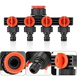 Gardena Verteiler, Gardena Wasserverteiler, Gardena 4-Wege-Verteiler, 3/4 Zoll und 1/2 Zoll 4-Wege-Ventil Verteiler, für Gartenbewässerung, Küche, Waschen, Wasserdurchfluss Regulier- und Absperrbar