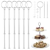 BUERPINKING 6 Pack Silber Etageren Stangen, Silber Etagere Stangen Set, Etagere Bausatz, Tortenständer 3 Etagen, 6 Sets Etagere Zubehör für Geburtstag Hochzeitstorte (Platte Nicht enthalten)