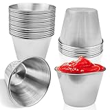 Lovesmile 20 Stück Dip Schälchen Edelstahl, Kleine Schälchen, Sojasauce Schälchen, Dip Schälchen, Kleine Edelstahl Schüssel Geeignet zum Servieren Salatdressings Ketchup Gewürzen Snacks (75ml)