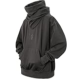 Eocicvvi Pullover Herren Rollkragen Hip Hop Fleece Pulli Kapuzenpullover Hoodie Sweater Sweatshirt Mit Kapuze Oversize Urban(Charcoalgrau,L)