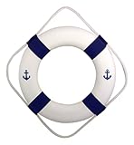 SEA-CLUB Rettungsring, Blau/Weiß mit Anker - Druck, aus Styropor mit Stoff, Ø 50 cm