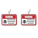 2x Duftbaum mit 'Warnung! Fahrweise kann Angstzustände verursachen' Motiv, Auto lustig Duftspender, Duftbaum Auto tuning, Lufterfrischer, Duftanhänger Auto Set, Scherzartikel